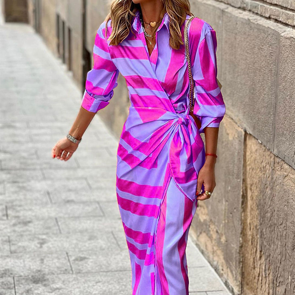 Thumbnail: Fashion Printed Half Sleeve Shirt Dresses for Women