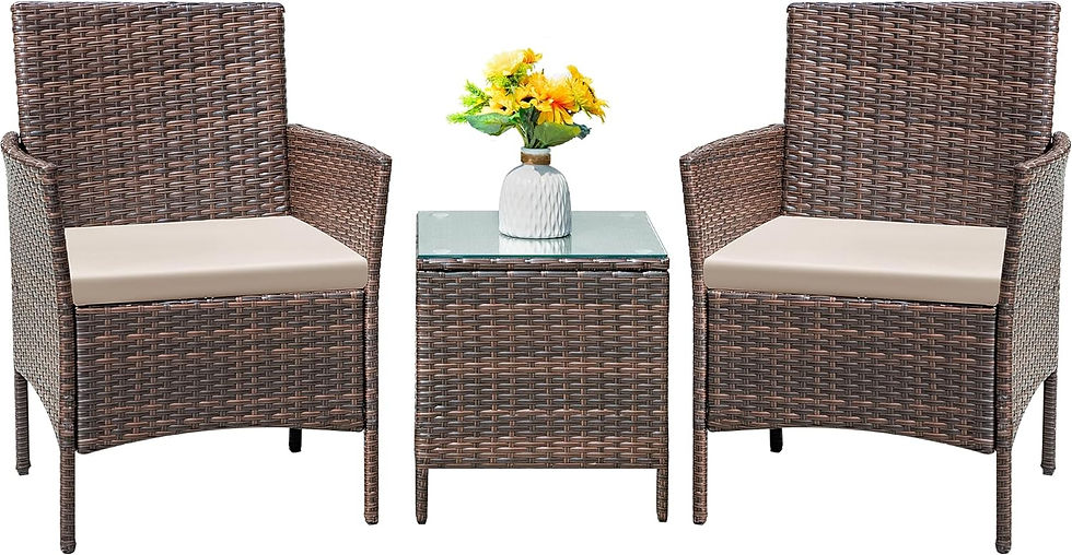 Thumbnail: Patio Furniture Set 3 Pieces All-Weather Rattan Outdoor Furniture Patio Chairs w