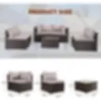 Thumbnail: 7 Pieces Patio Furniture Set, Modular Patio Set Wicker Outdoor Sectional Sofa Se