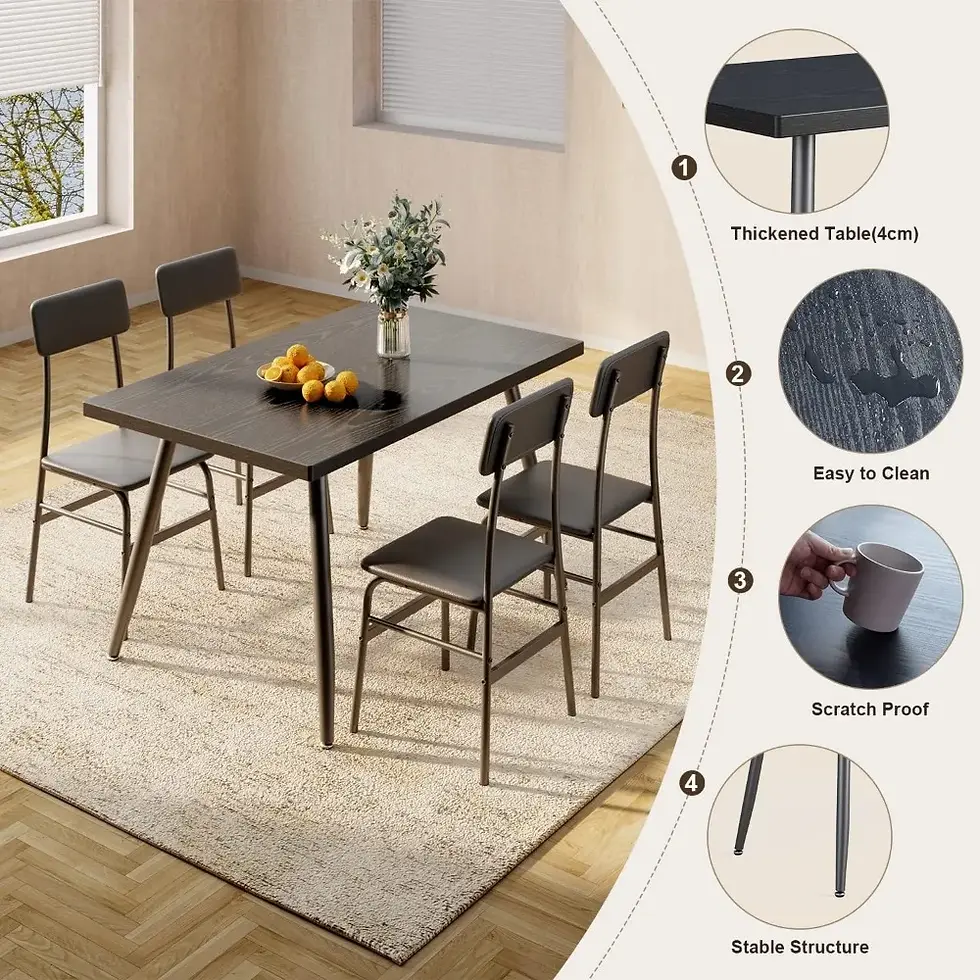 Thumbnail: Kitchen Dining Table with 4 Chairs for Small Space Dinning 
