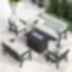 Thumbnail: Modern Aluminum Patio Furniture Set with Fire Pit Table, Outdoor Wicker Rattan
