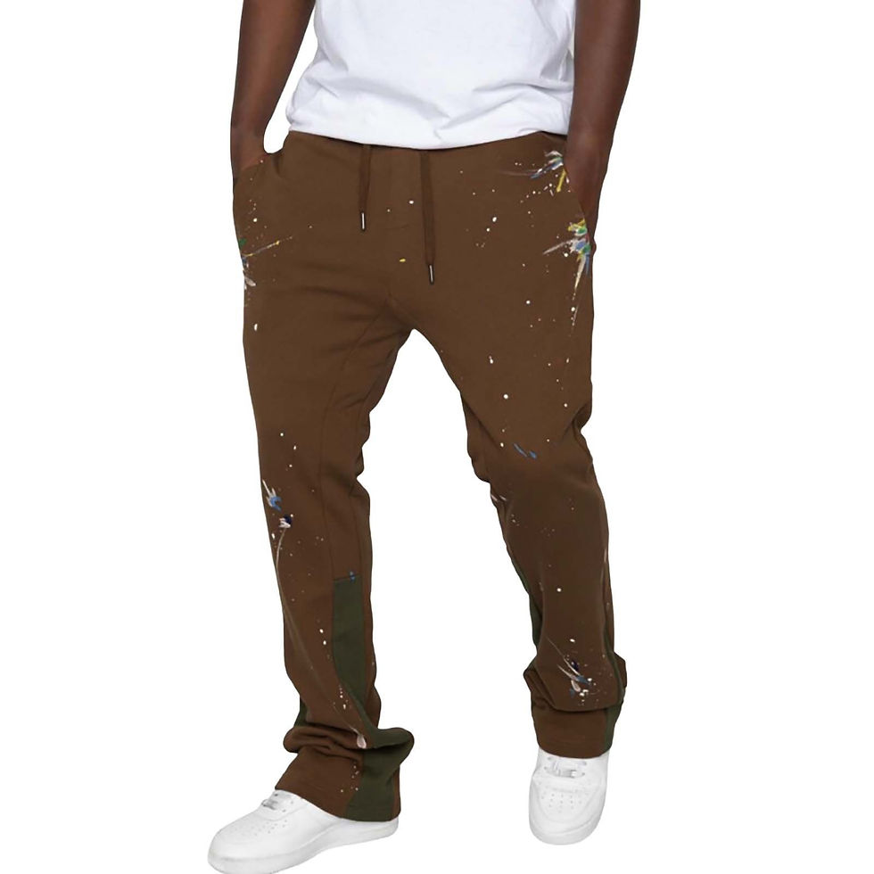 Thumbnail: Splatted Ink Elastic Loose And Slightly Flared Fashionable And Stylish  For Men