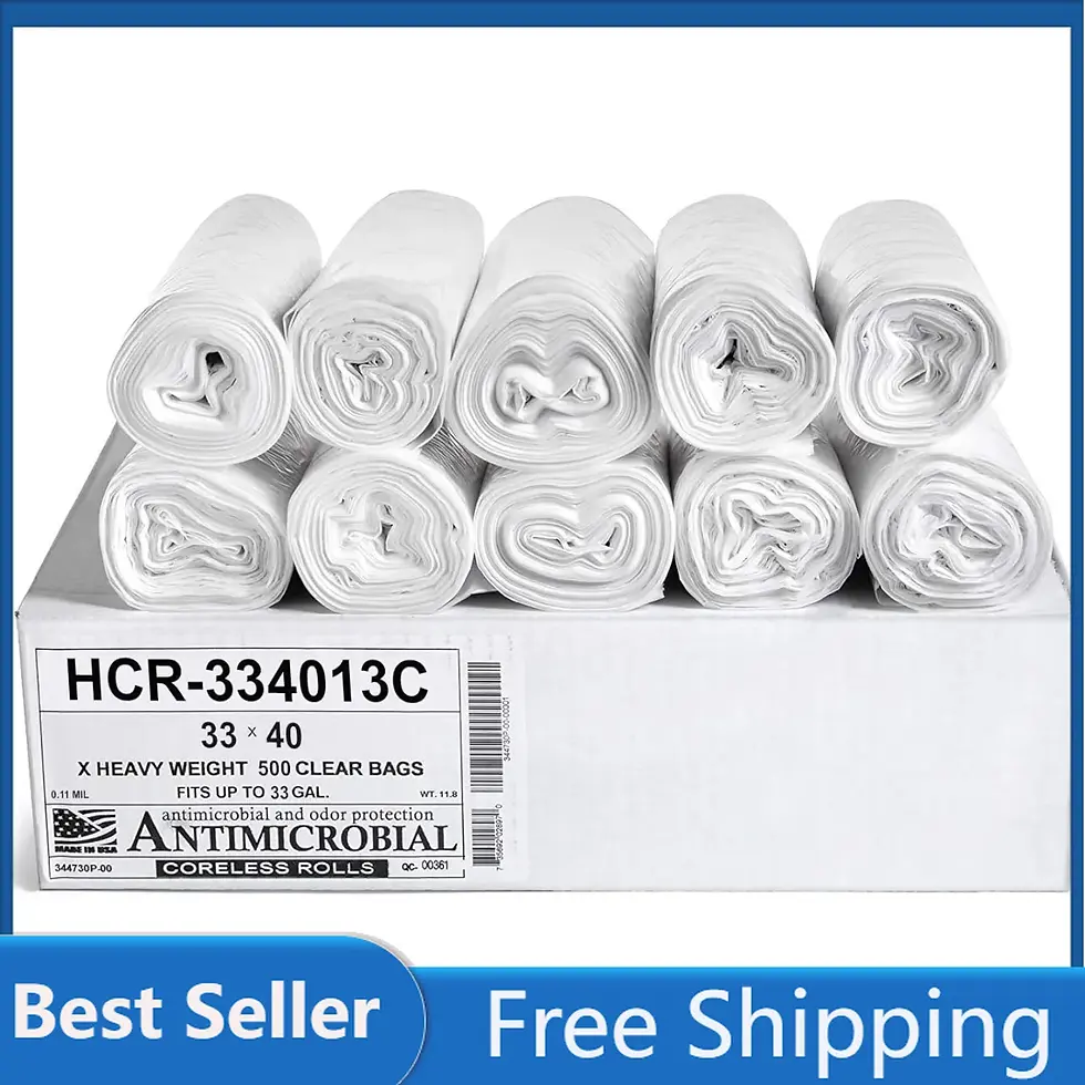 Thumbnail: High Density Trash Bags 33 Gallon 500 Count 13 Micron (eq) 33" X 40" Clear for B