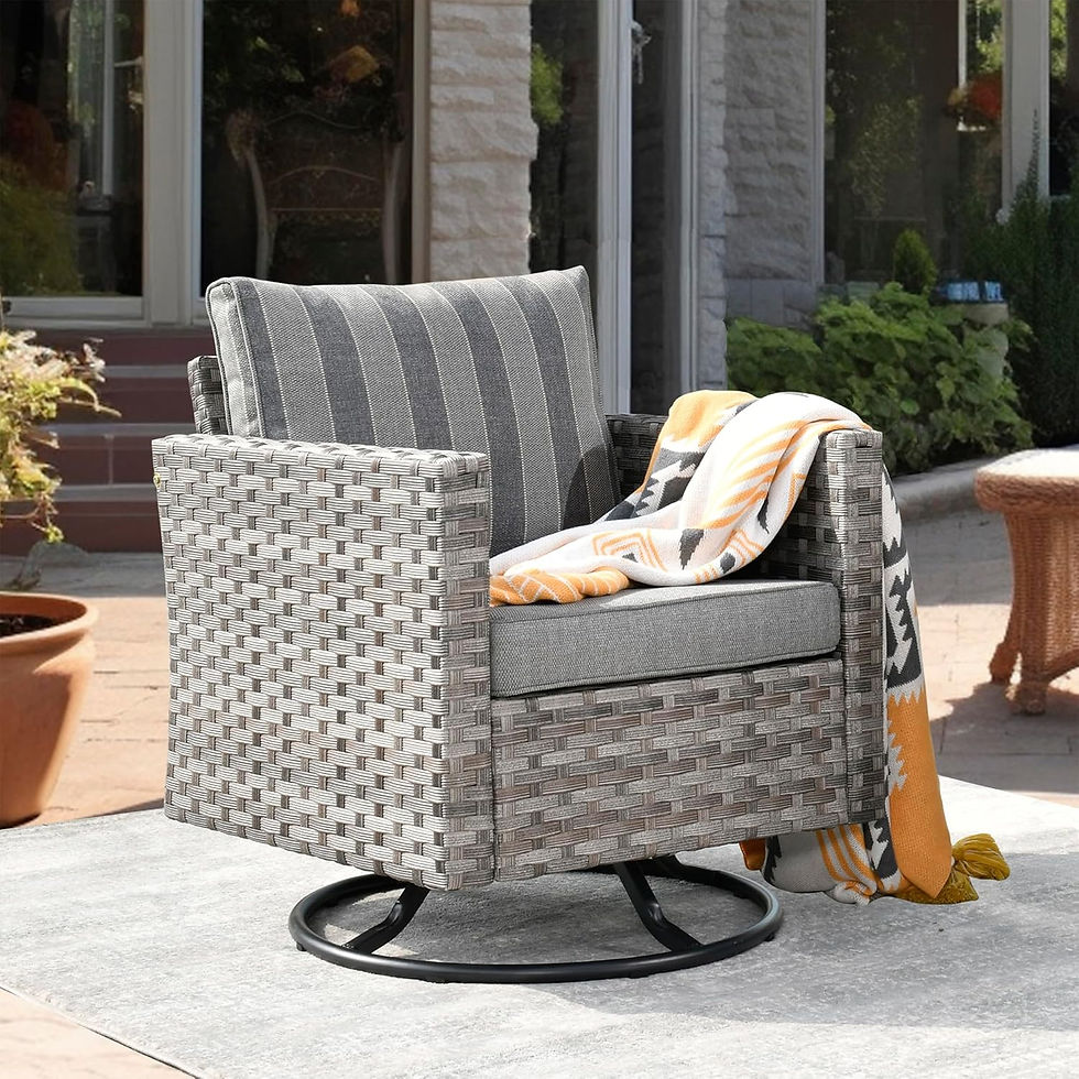 Thumbnail: Patio Furniture Sets Outdoor Sectional Sofa with Swivel Rocking Chairs, Wicker C