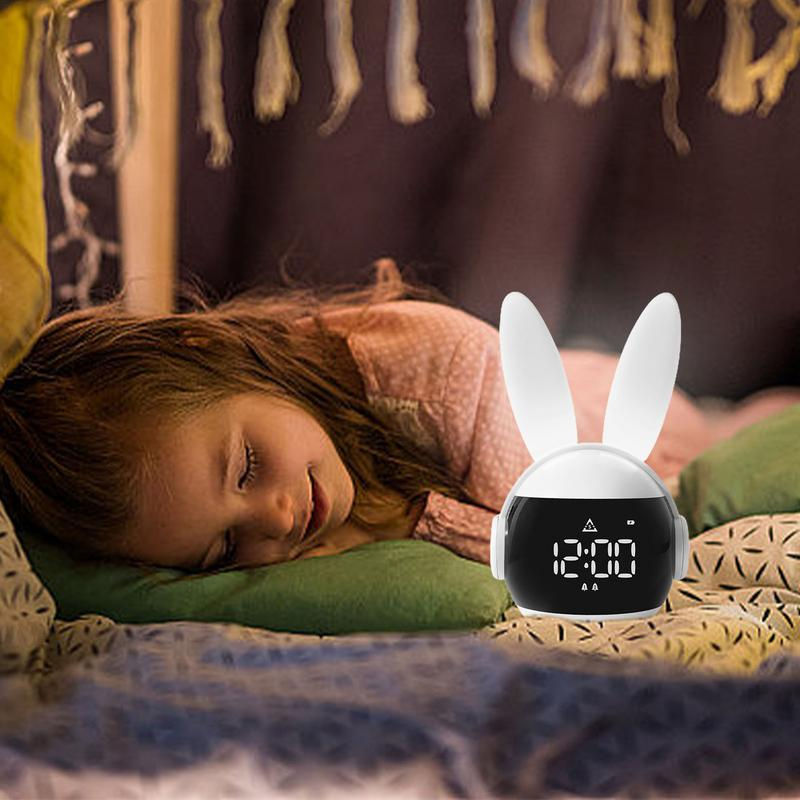 Thumbnail: Kids Alarm Clock Rabbit Rainbow Night Light For Kids Three Ways Wake Up