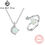 Thumbnail: Jewelry Sets for Women Dainty 925 Sterling Silver White Opal Ring Earrings Chain