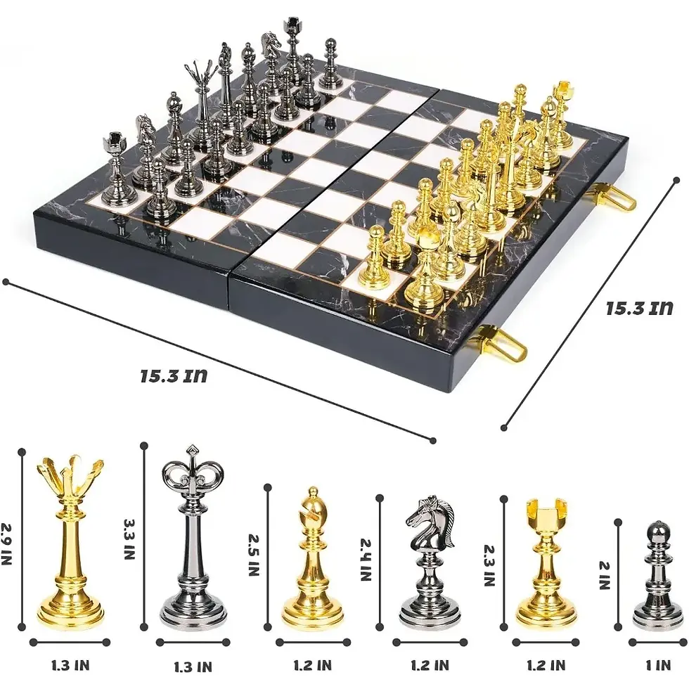 Thumbnail: Metal Chess Set and Checkers Game Set 15 inch(2 in 1) Chess Board Games