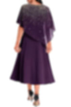 Thumbnail: Flycurvy Plus Size Casual Purple Chiffon Glitter Print Asymmetric Layered Tea-Le