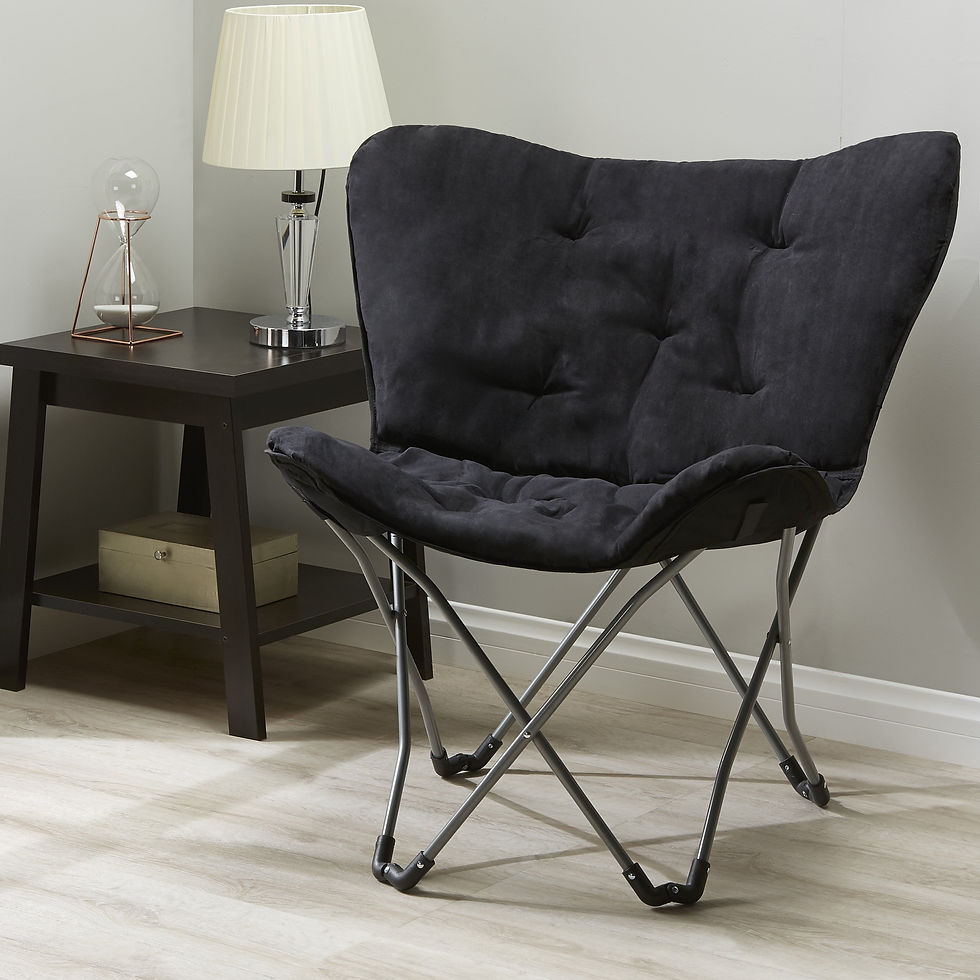 Thumbnail: Micro Suede Fabric Butterfly Folding Chair, Black
