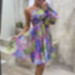 Thumbnail: Womens One Shoulder Long Sleeve Dress Casual Floral Printed 
