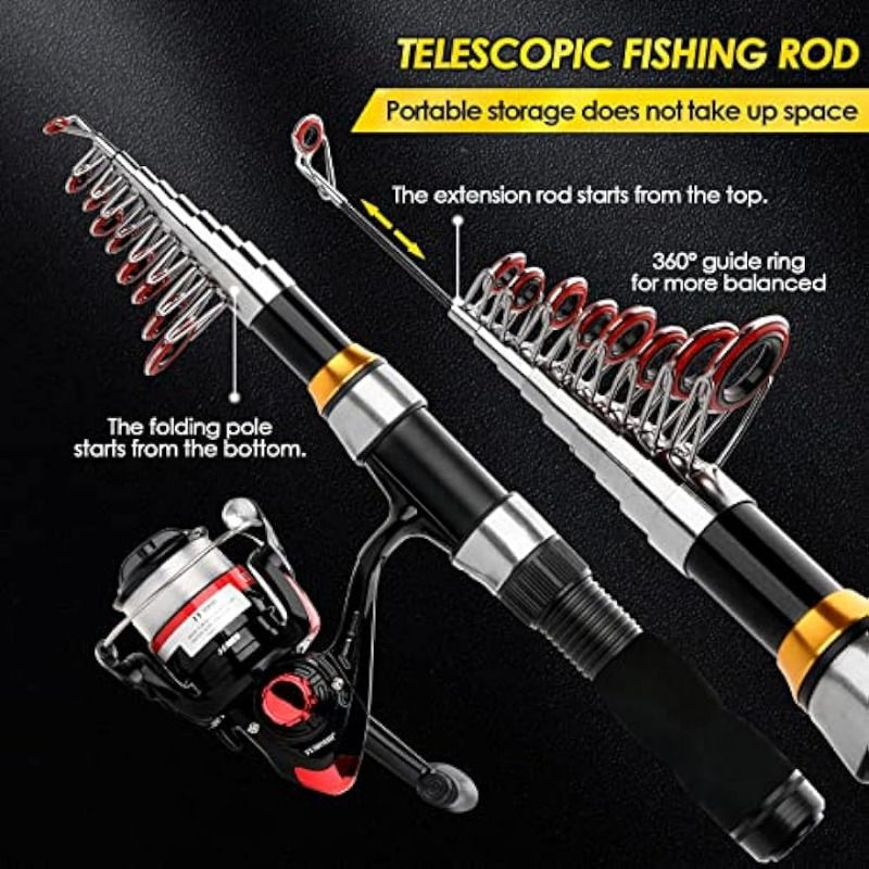 Thumbnail: Telescopic Fishing Rod Reel Combo  Fishing Pole Spinning Reel Lures Accessories