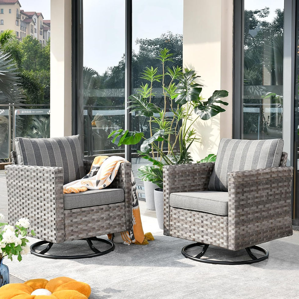 Thumbnail: Patio Furniture Sets Outdoor Sectional Sofa with Swivel Rocking Chairs, Wicker C