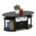 Thumbnail: Oval Coffee Table with Built-in Shelves and Bin Simple Design  Fits Any Room and