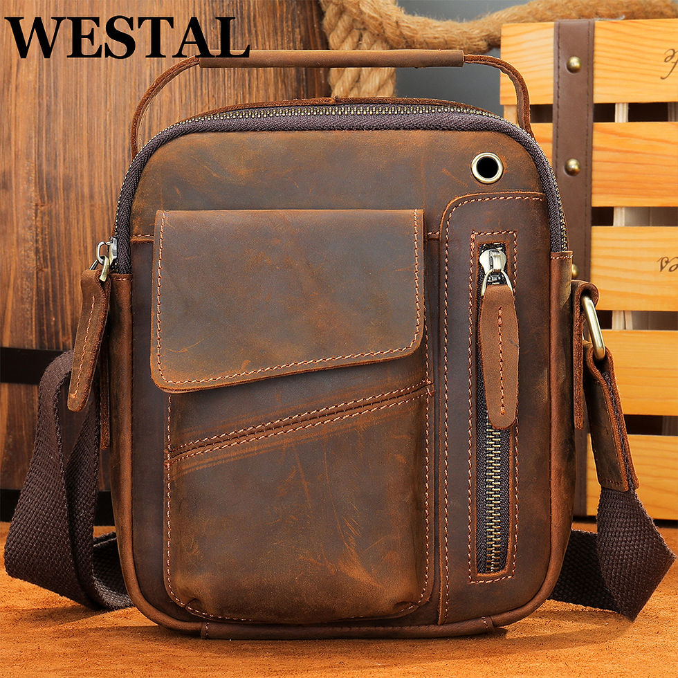 WESTAL Crazy Horse Leather Shoulder Bags for Men Crossbody Bags