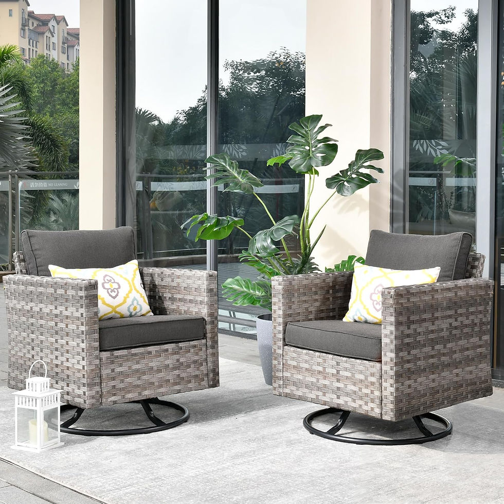 Thumbnail: Patio Furniture Sets Outdoor Sectional Sofa with Swivel Rocking Chairs, Wicker C