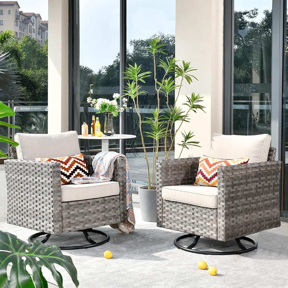 Thumbnail: Patio Furniture Sets Outdoor Sectional Sofa with Swivel Rocking Chairs, Wicker C