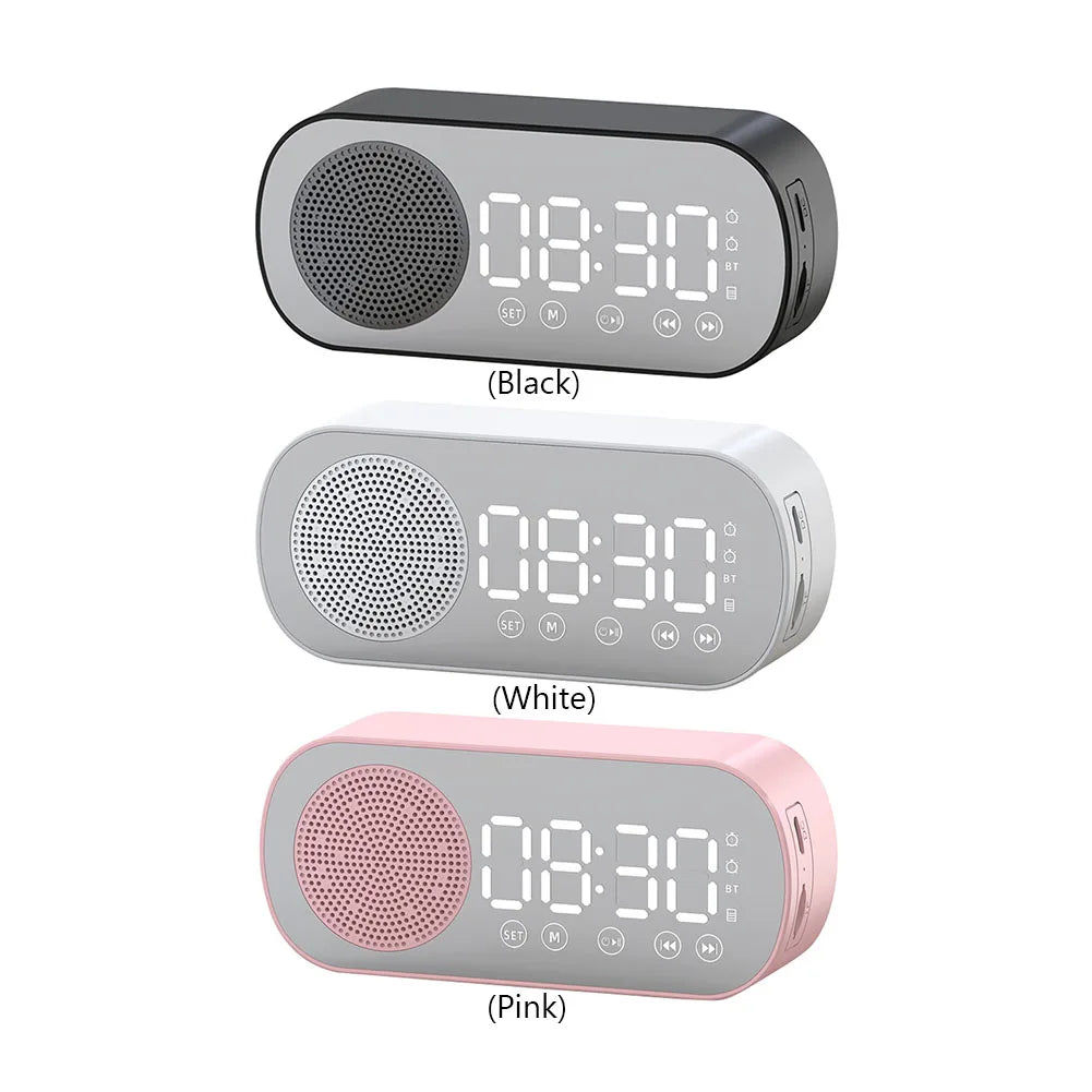 Wireless Bluetooth-Compatible Speaker FM Radio Clock Dual Alarm USB Rechargeable