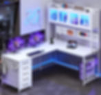 Thumbnail:  L Shaped Computer Desk with Hutch and Storage Shelves, Desk with Pegboard, Led 