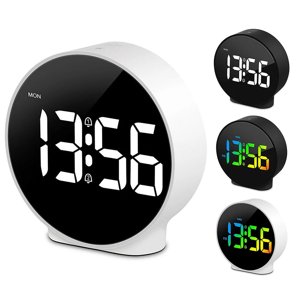 Thumbnail: Digital Alarm Clock Rechargable Electric Alarm Clock 12/24H Time Display