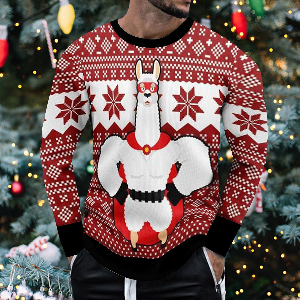 Thumbnail: Christmas Funny Print Ugly Men's T-shirts Long Sleeve Pullovers Cartoon Santa Cl