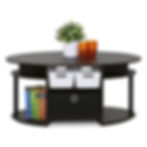 Thumbnail: Oval Coffee Table with Built-in Shelves and Bin Simple Design  Fits Any Room and