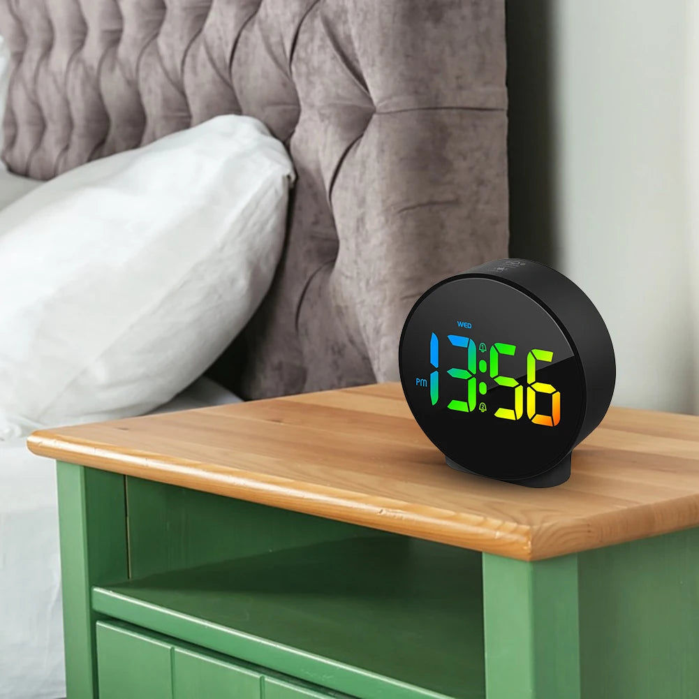 Digital Alarm Clock Rechargable Electric Alarm Clock 12/24H Time Display