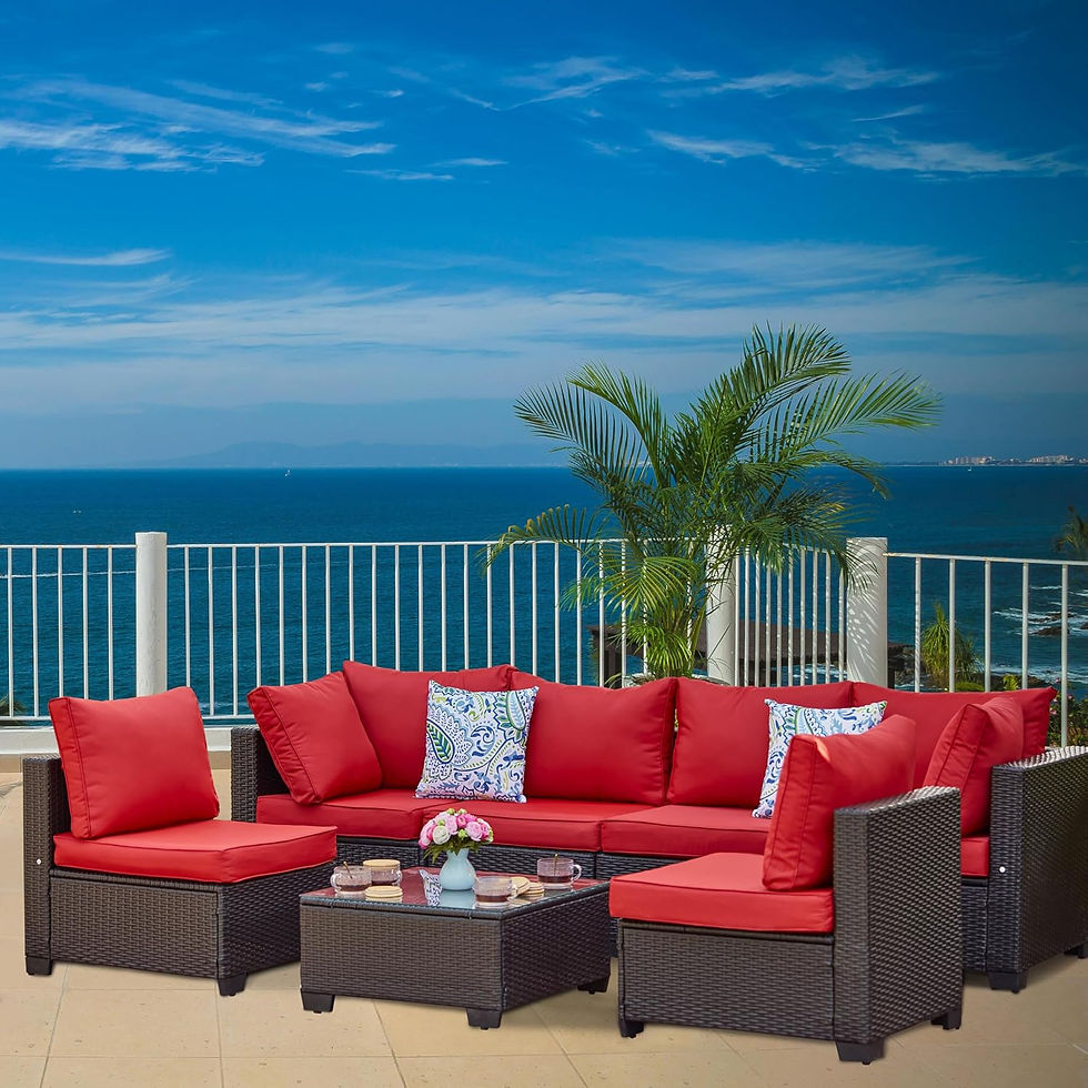 7 Pieces Outdoor Patio Furniture Sets, PE Rattan Wicker Patio Conversation Set w