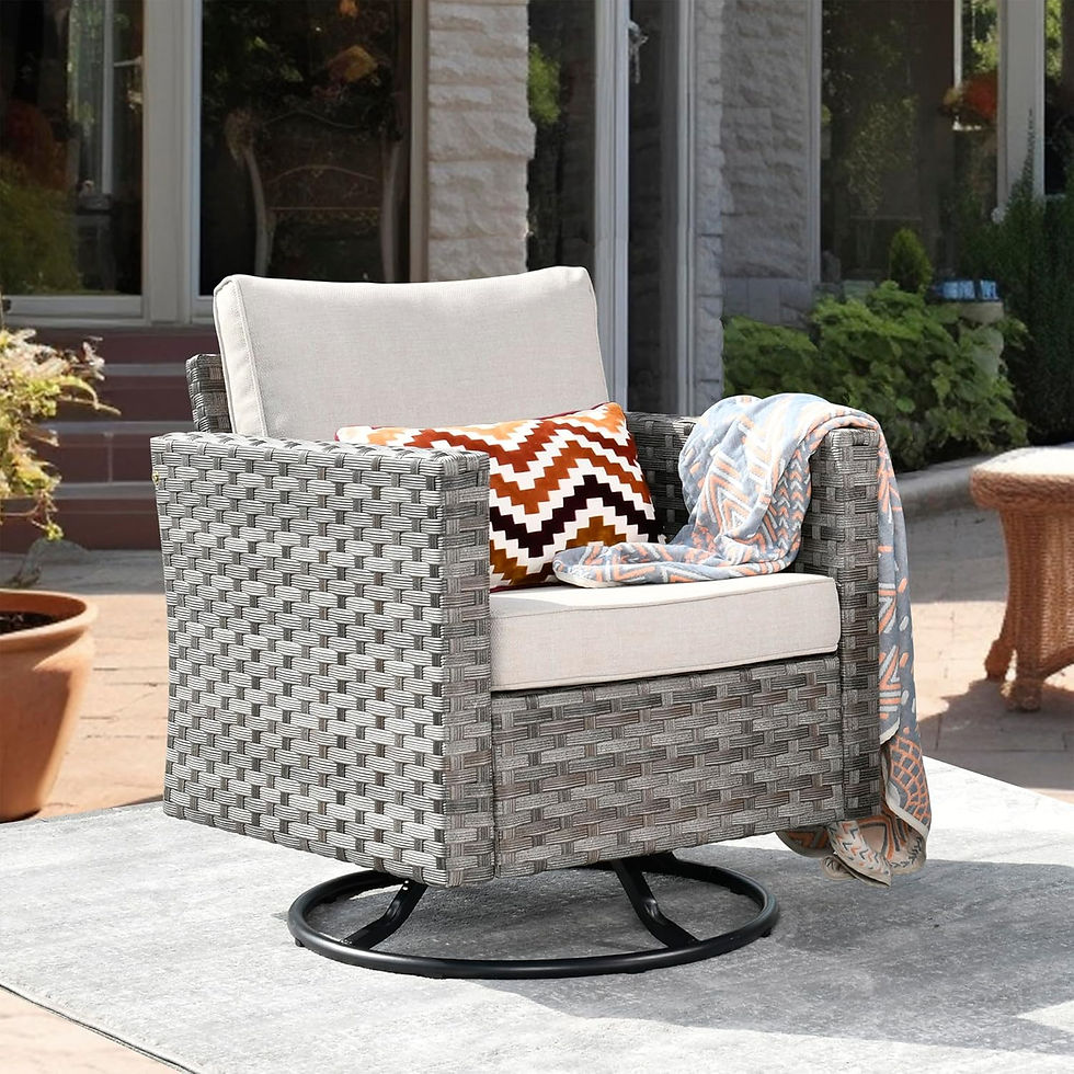 Thumbnail: Patio Furniture Sets Outdoor Sectional Sofa with Swivel Rocking Chairs, Wicker C