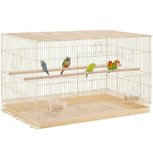 Easyfashion Metal Flight Cage for Birds, Almond