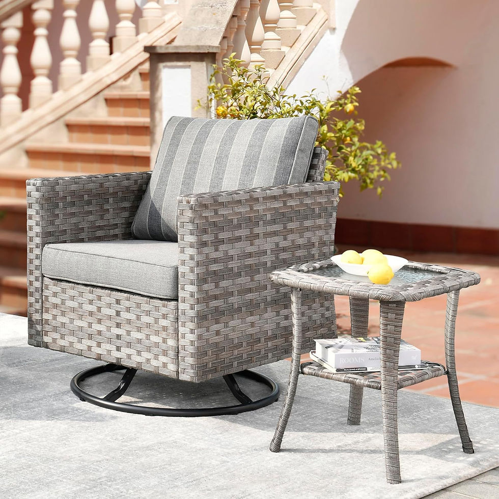 Thumbnail: Patio Furniture Sets Outdoor Sectional Sofa with Swivel Rocking Chairs, Wicker C