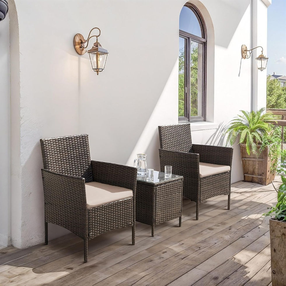 Thumbnail: Patio Furniture Set 3 Pieces All-Weather Rattan Outdoor Furniture Patio Chairs w