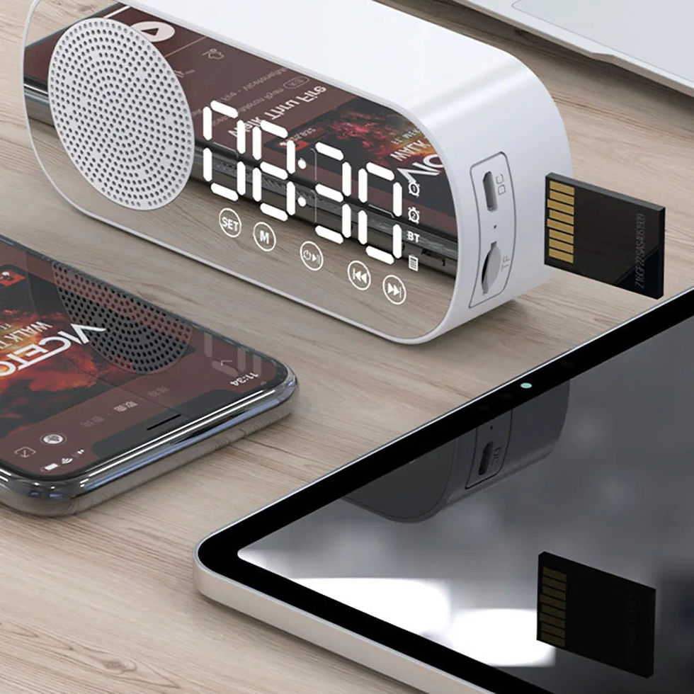 Thumbnail: Wireless Bluetooth-Compatible Speaker FM Radio Clock Dual Alarm USB Rechargeable