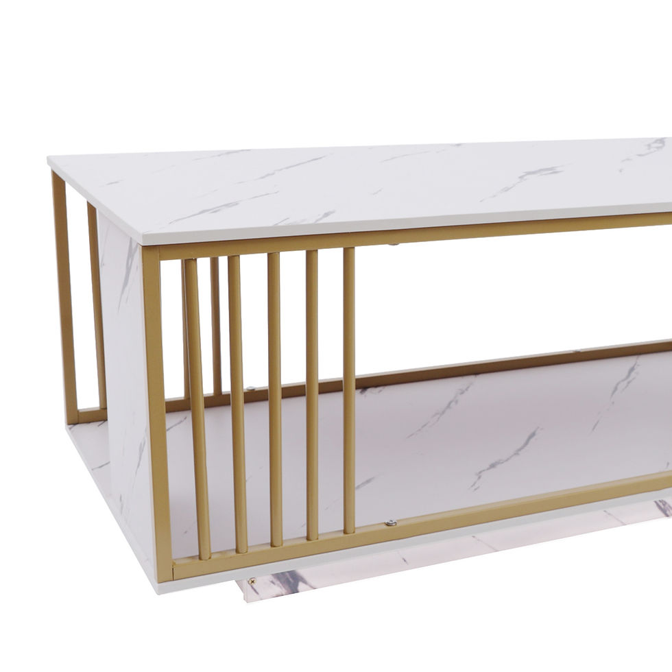Thumbnail: Modern 2-Tier White+Gold Coffee Table Living Room Furniture, Waiting Area Table