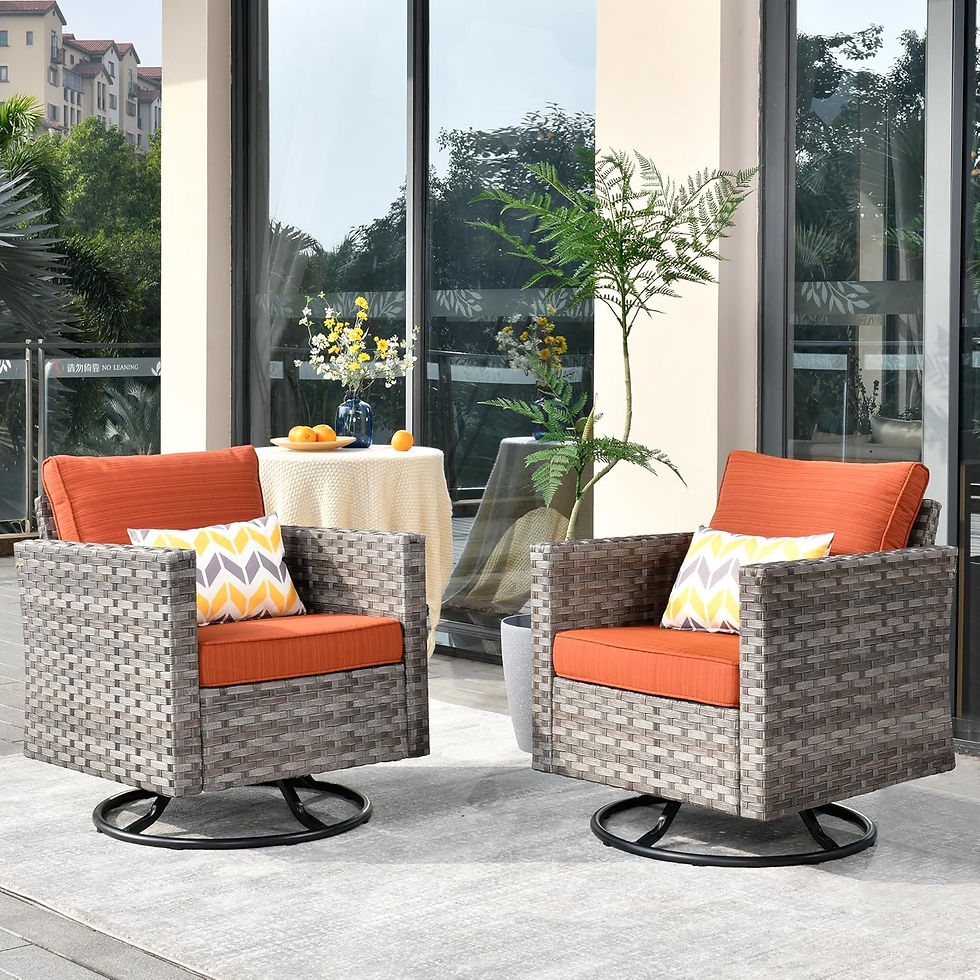 Thumbnail: Patio Furniture Sets Outdoor Sectional Sofa with Swivel Rocking Chairs, Wicker C
