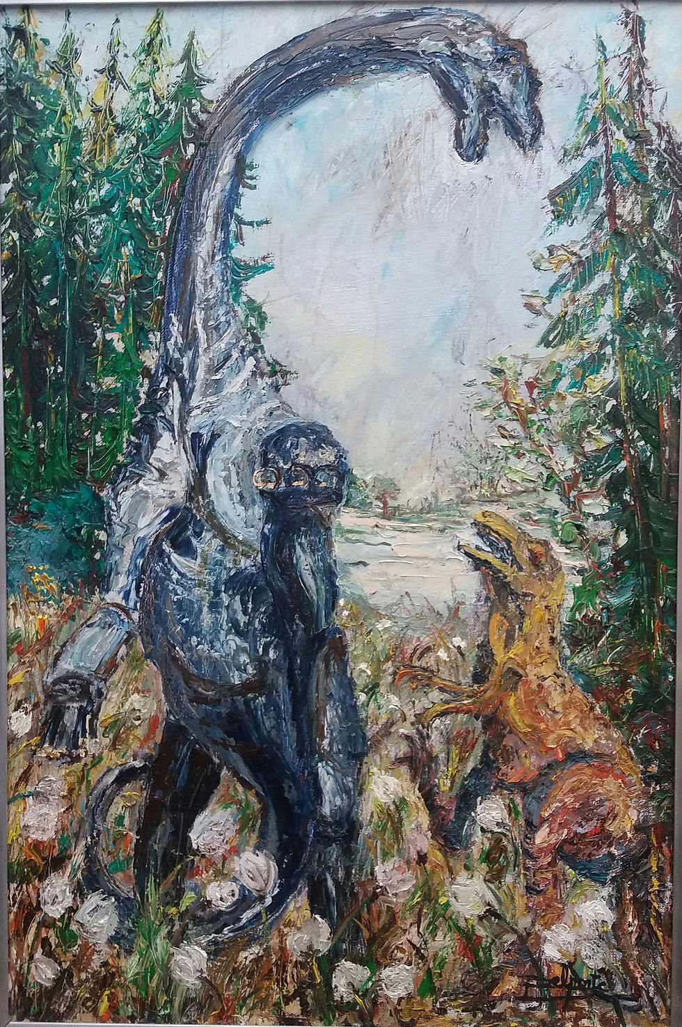 5 Combat de dinosaures en fagne, HT- format 40X60