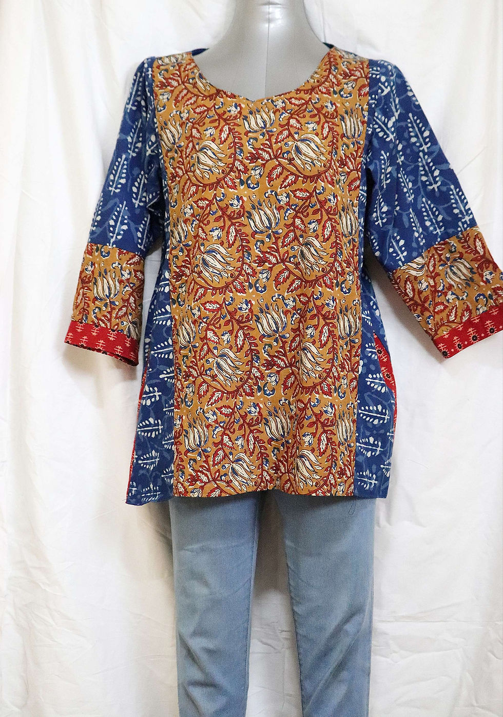 Thumbnail: Indigo and Dabu Hand Block  Printed Tunic