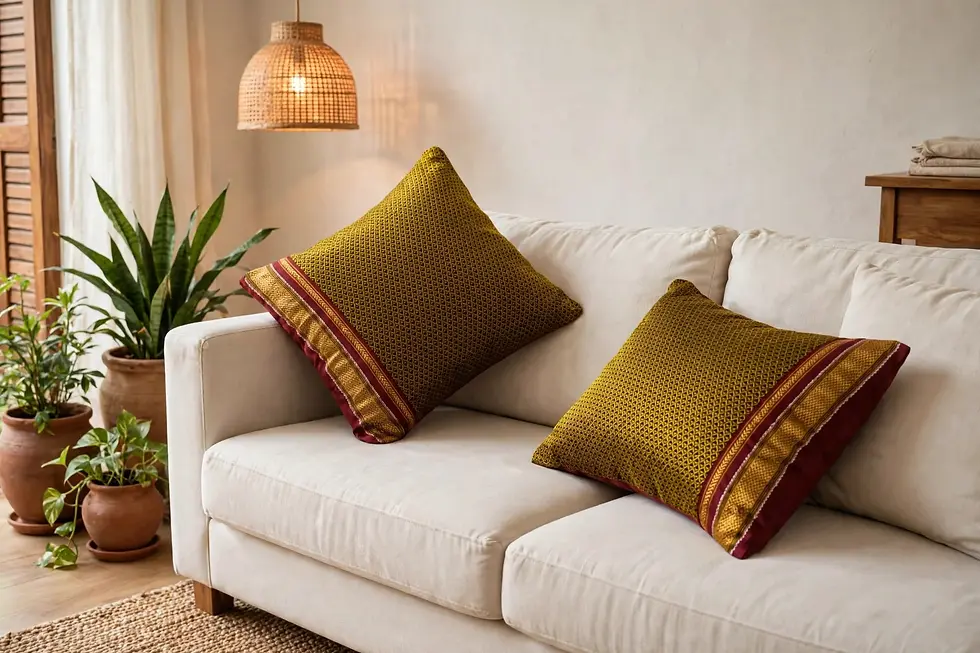 Thumbnail: Olive Green Khun Silk Fabric Cushion Covers