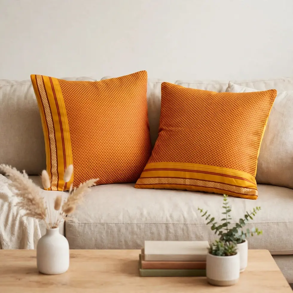 Thumbnail: Yellow  Khun Cotton Fabric  Cushion Cover