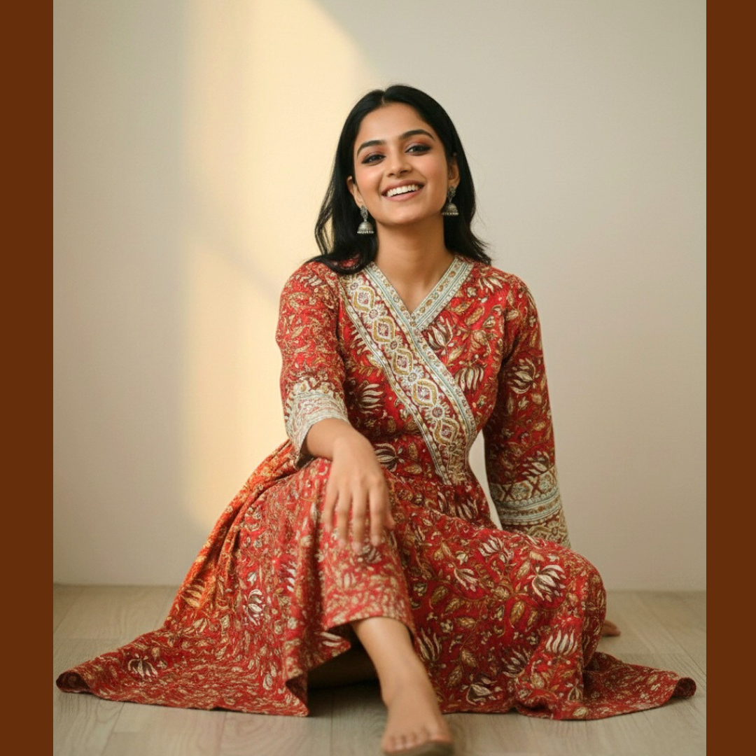 A Y A N N A - Angarkha Dabu print flared dress