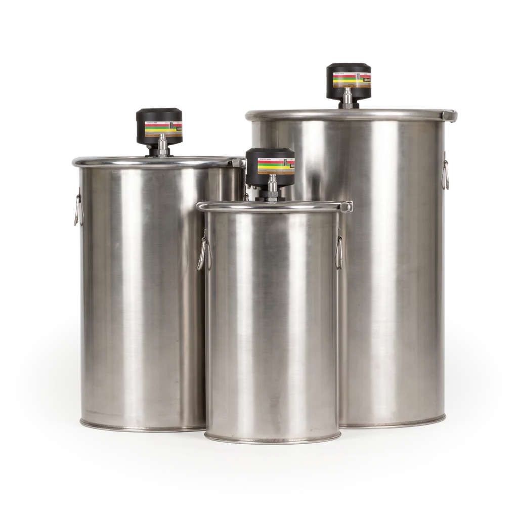 Three SPILLCAT Kill Drums in small, medium and large sizes, each with a lid-mounted filter