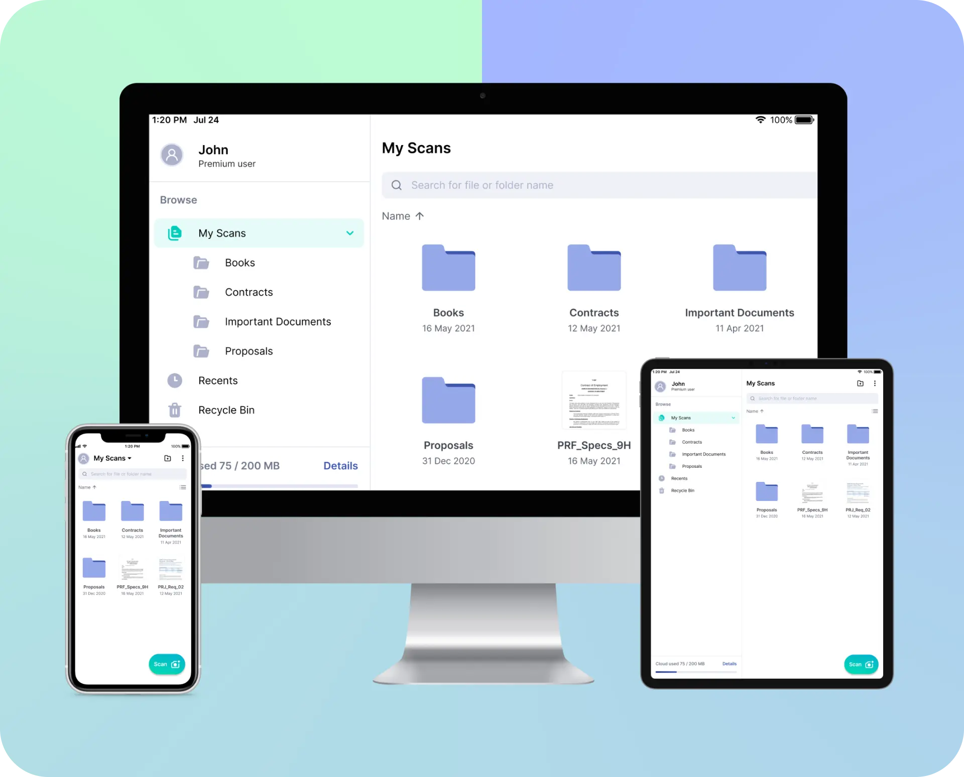 Sync and backup your documents for easy access across all your devices, anytime, anywhere