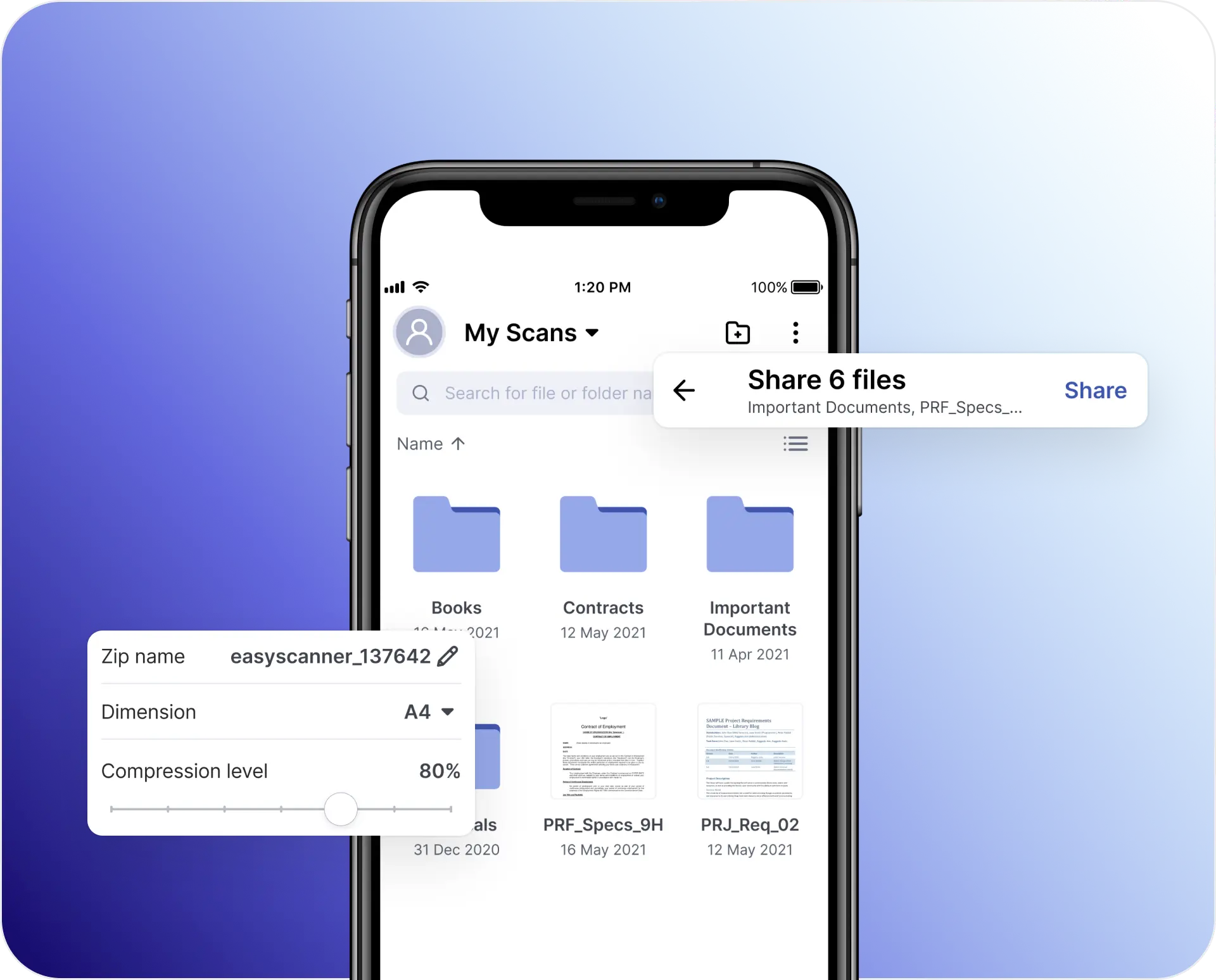 Scan, archive, find, and upload. Manage documents with ease,  anytime, anywhere.