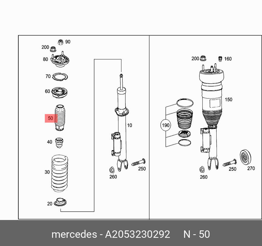 Thumbnail: Boot Selongsong Shock Absorber Depan Front W205 W213 X253 A2053230292 ZR