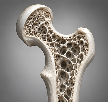 Illustration of bone structure showing density loss