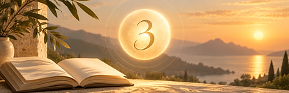 Golden three over an open book.png