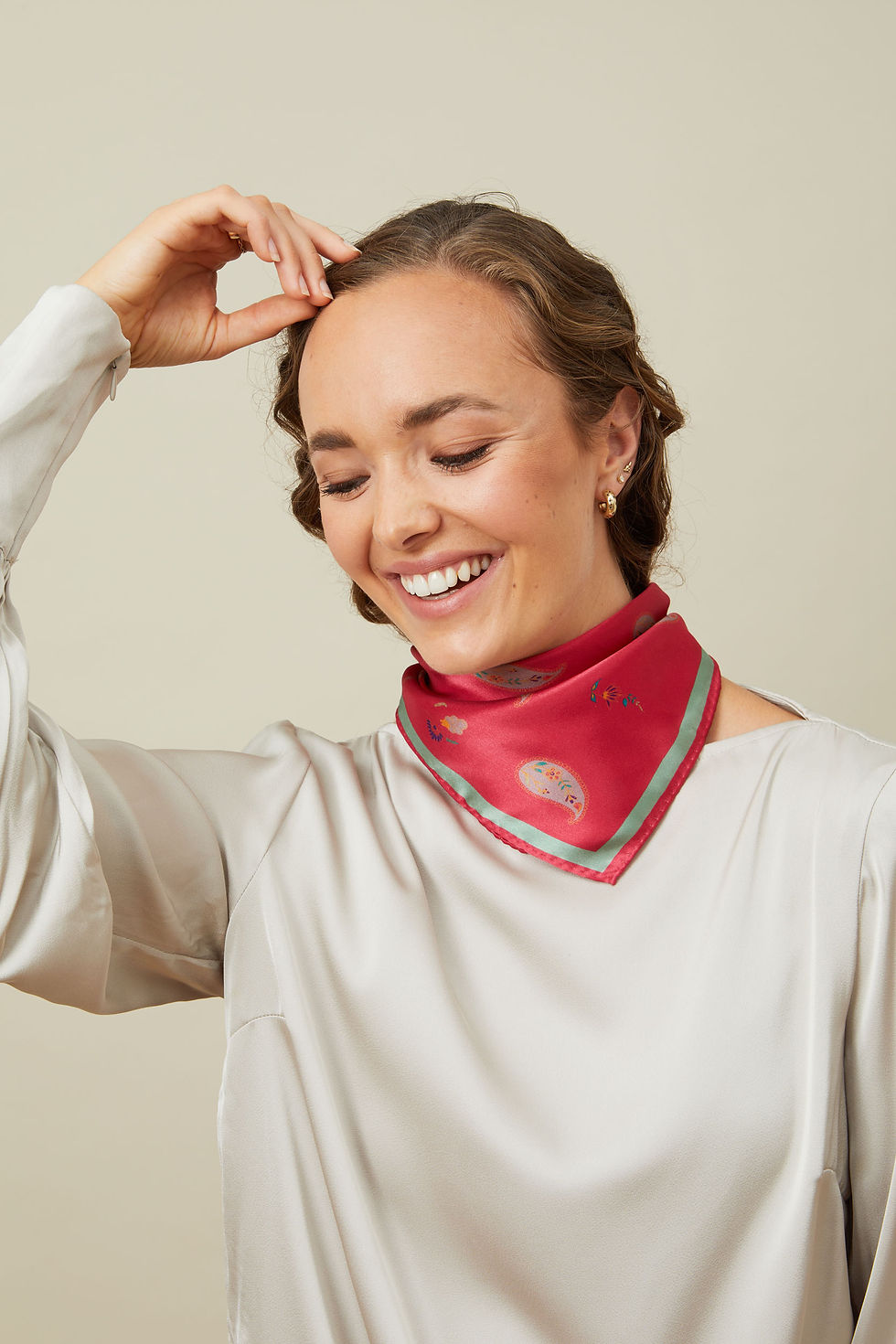 Thumbnail: Padma silk scarf by Kalpanik worn by a model