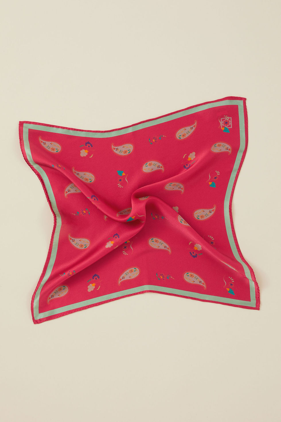 Thumbnail: Padma silk scarf by Kalpanik. Pink printed silk scarf