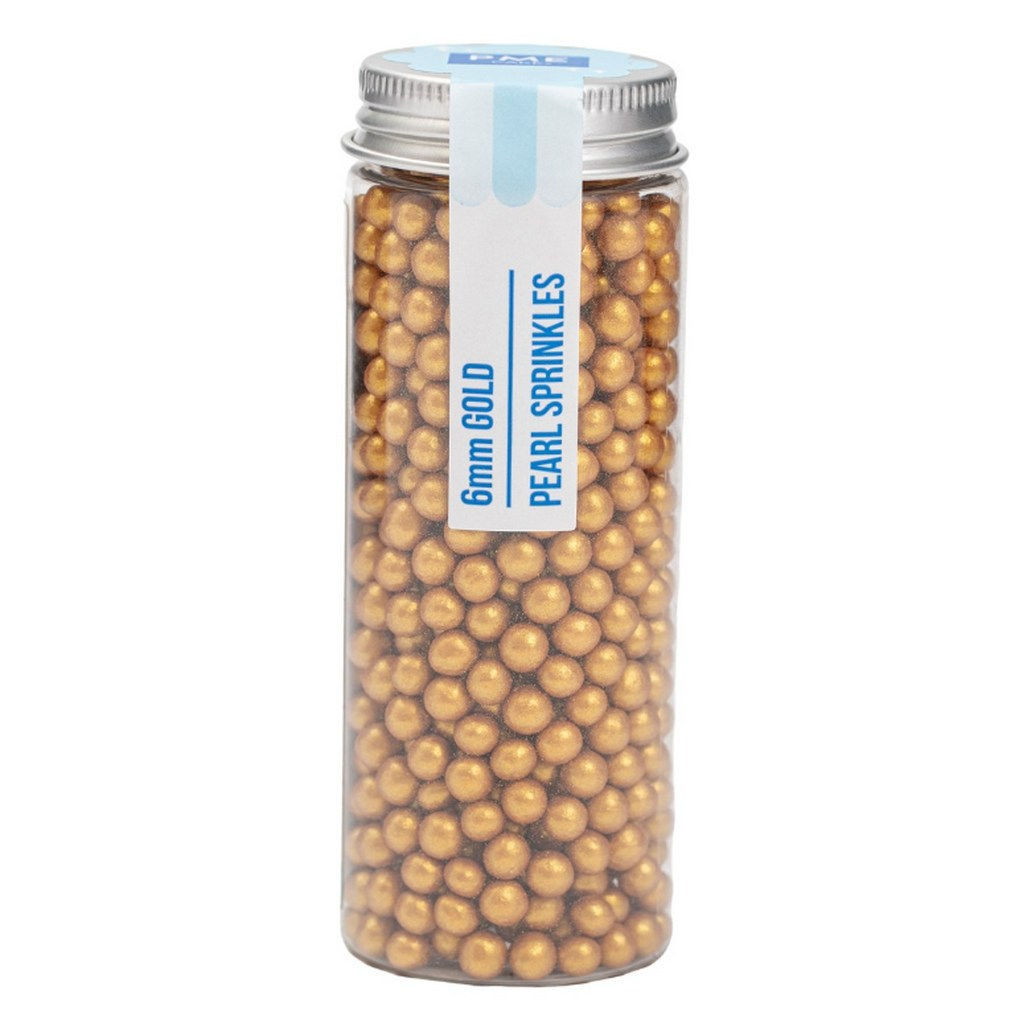 PME Cake 6mm Pearl Sprinkles - Gold (60g / 2.11oz)