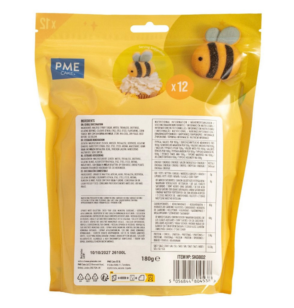 Thumbnail: PME Mallows Bumble Bees Marshmallow Treats – Pack of 12 – 180g