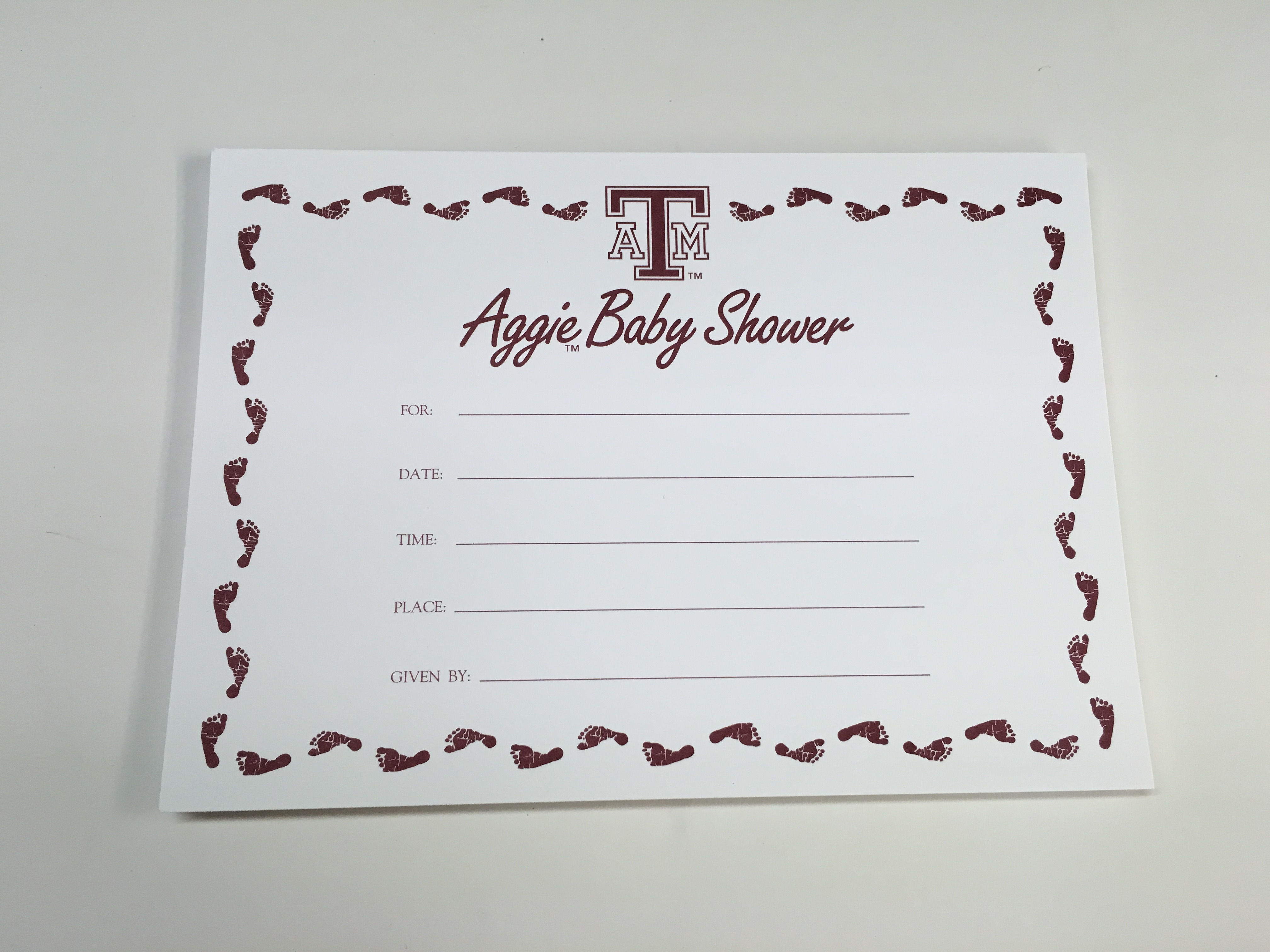 Texas A & M Aggie Baby Shower Invitation